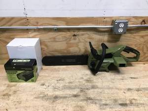 lot 45 image: Green Machine 62V Cordless Chainsaw with 16-inch Bar