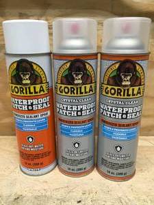 lot 189 image: Lot of 3 Gorilla Waterproof Patch & Seal Rubberized Sealant Spray 14 oz (396 g)
