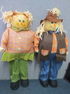 lot 163 image: Set of 34 inch Man & Woman Fall Sca...