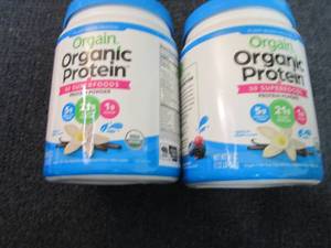 lot 169 image: 2- 18 oz Organic Vanilla Protein Po...