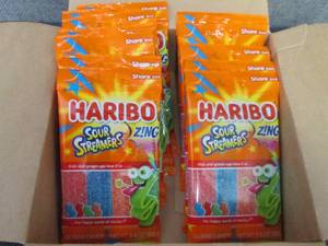 lot 381 image: 12- 3.6 oz Haribo Sour Streamers...