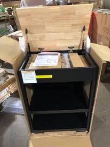 Husky Heavy Duty Welded Utility Cart with Wooden Top in Black (24.25 in. W x 37.5 in. H x 17.5 in. D) Customer Returns See Pictures