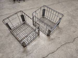 lot 24 image: 2 Vintage Mid Century Metal Milk Crates - heavy duty  - 17 W X 13 D x 11 H