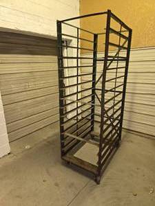 lot 36 image: 7 ft tall rolling metal rack #2