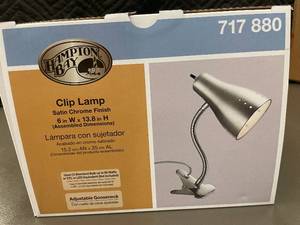 lot 4 image: Hampton Bay Clip Lamp Satin Chrome Finish