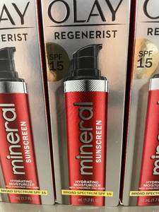 lot 18 image: I 4 - Lot of 3 Olay Regenerist Mineral Sunscreen Hydrating Moisturizer SPF 15, 50 ml