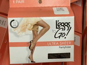 lot 28 image: Box of Leggs to Go Ultra Sheer Pantyhose - Large Coffee, 36 Pairs