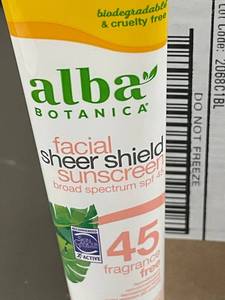 lot 37 image: Alba Botanica Facial Sheer Shield Sunscreen SPF 45 - Lot of 6