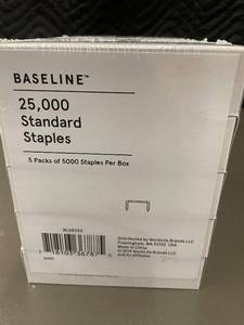 lot 40 image: DE 3 - Baseline 25,000 Standard Staples in 5 Packs of 5000 Per Box