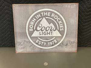lot 101 image: Coors Light Metal Sign - Born In The Rockies