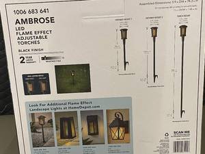 lot 107 image: E2 - Hampton Bay Ambrose LED Flame Effect Adjustable Torches - 2 Pack