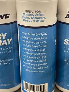 lot 165 image: I 3 - Kuribl Active Dry Spray All Natural Pain Relief with Camphor & Menthol lot of 1