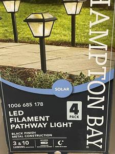 lot 204 image: E2 - Hampton Bay Solar LED Filament Pathway Light, 4-Pack