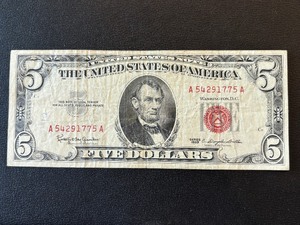 1963 Red Seal $5 Dollar Bill