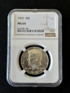 1965 Kennedy Half Dollar NGC MS64 40% Silver
