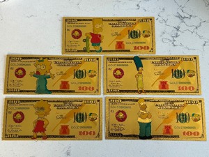 The Simpsons 24K .999 Gold Foil $100 Dollar Bills