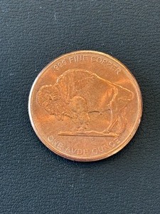 1 Ounce .999 Fine Copper Round Buffalo