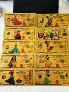 Disney 24K Gold Foil $100 Dollar Bills