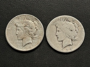 (2) 1922 Peace Dollars