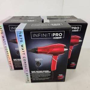 Lot Of Five New Infinitipro Conair Fast Drying Power With Compact Design Folding Handle