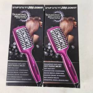 Lot Of Two New InfinitiPro Conair Diamond Brilliance Hot Paddle Brush 400 Degree High Heat
