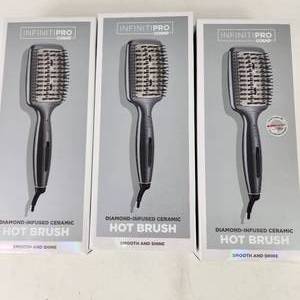 Lot Of Three InfinitiPro Conair Ceramic Hot Brush Smooth And Shine New