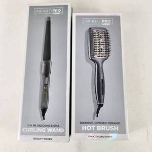 Lot Of Two New InfinitiPro Conair Styling Tools Curling Wand 1-12  And Hot Brush