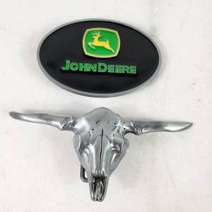 Lot Of Two New Metal Belt Buckles John Deer And Long Horn