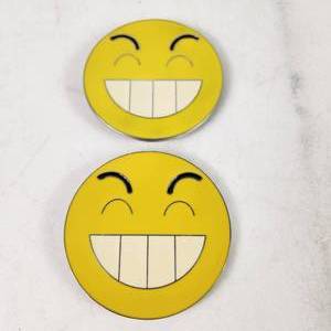 Lot Of Two New Metal Belt Buckles Yellow Emoji