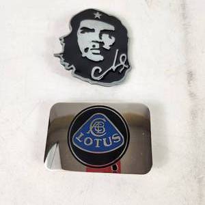Lot Of Two New Metal Belt Buckles Che Guevara And Lotus Blue Black