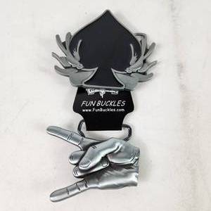Lot Of Two New Metal Belt Buckles Rock On Hand Sign And Swallow Spade
