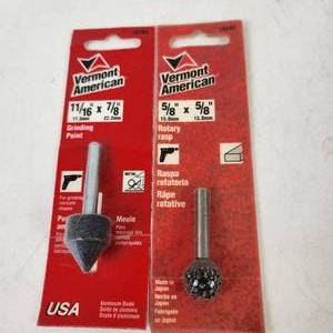 Lot Of Two New Vermont American Bits Grinding Point 1116 x 78 And Rotary Rasp 58 x 58
