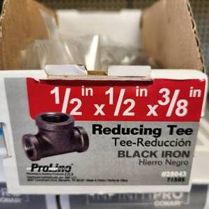 90 Black Iron Reducing Tee 12x12x38 Comes 5 to a box