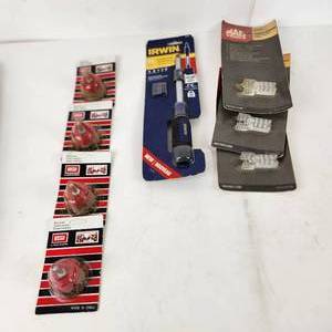 Lot Of Eight Miscellaneous Tools Four Hawk Wire Brush One Irwin Extend Your Wrench Mac Tools Finger Saver