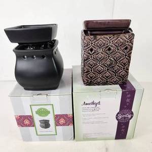 Lot Of Two Open Box Scentsy Burners Classic Satin Black And Amethyst