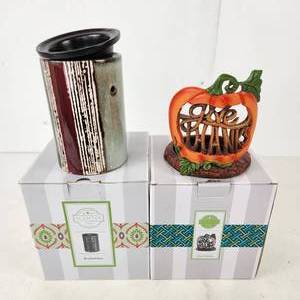 Lot Of Two Open Box Scentsy Warmers Brushstrokes And Give Thanks Candle Holder