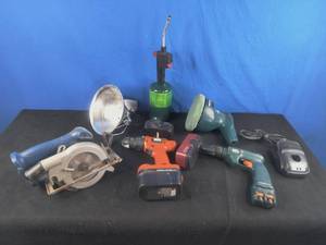 lot 134 image: Power Tools Black & Decker, Propane Torch, Shop Light, Etc.