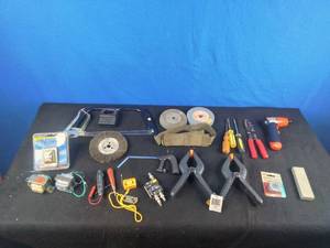 lot 138 image: Tools Grinder Wheels, Clamps, Wire Stripper, Etc.&nbsp