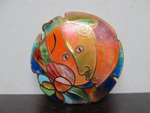 Impressive Signed Picasso Style Champleve Enameled Pendant