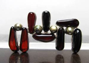 Large Amber &amp Sterling Silver Pendant wPearls