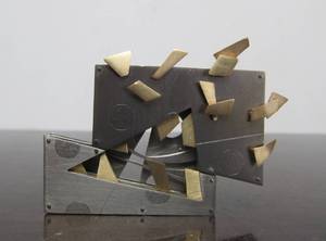 Impressive Signed Heavy 4-Tiered Sterling Silver Sculptural Brooch