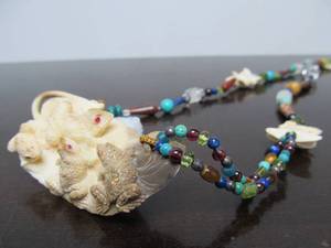 Wonderful LARGE Carved Fossilized Walrus or Mammoth Tusk Frog Pendant Necklace by Susan Tereba