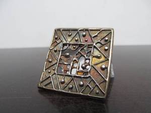 Signed Sculptural Brutalist Sterling Silver Brooch by Jim McConnell i