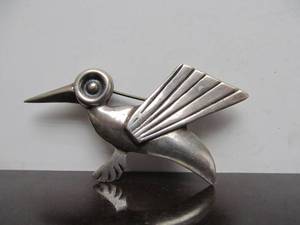 Vintage Southwestern Sterling Silver Bird Brooch