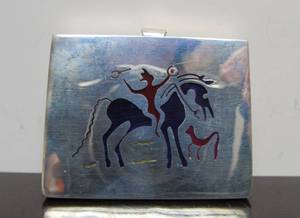 Southwestern Through-Cut Sterling Silver Brooch Pendant wHorses