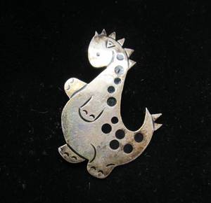 Taxco Sterling Silver Dinosaur Brooch