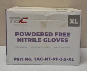 lot 8 image: GLOBAL SOLUTIONS TAC BRAND- Powder Free Nitrile Gloves (10 Boxes)  Size XL - NEW