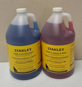 lot 13 image: Stanley  (1) Stanley - Vehicle Wash & Wax & (1) Stanley - Siding & Decking Wash - Pressure Washer Detergents 1 Gallon Each - New