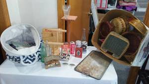 Jewelry Holders, Baskets, Vintage Cans.