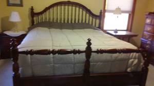 King Cherry Wood Headboard and Footboard.